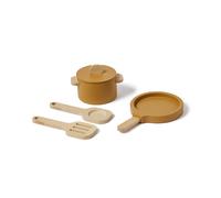 Juego de olla y sartén de madera amarillo | Flexa