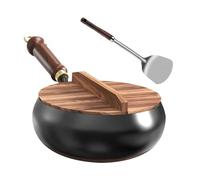Juego De Ollas Antiadherentes | Sartén De Hierro Para Inducción Con Tapa Y Espátula,Sartén De Fondo Plano Con Tapa Y Espátula, Utensilios De Cocina Para Todo Tipo De Fogones, Placas Eléctricas, Barbac
