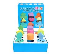 Juego de Ordenación de Formas Genérico | Caja de Madera con 9 Ranuras para Reconocimiento de Colores y Formas | Juego Educativo Interactivo Temprano para Kindergarten Escuela En Casa Jardín De