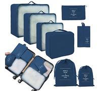 Juego de organizador de maletas, 8 piezas, multifuncional, cubos, impermeables, bolsas de ropa, bolsas de ropa, bolsas de zapatos, bolsa de cosméticos, sistema de organización para vacaciones, viajes