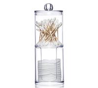 Juego de organizador de maquillaje, soporte de almohadillas de algodón, almohadillas de maquillaje acrílicas transparentes con tapas de plástico para bolas de algodón, hisopos