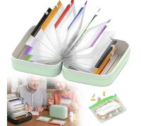 Juego de organizador de pastillas impermeable A8 con 7/14 bolsas de pastillas de colores, organizador semanal grande de medicamentos de viaje, diseño de carpeta reutilizable portátil con cremallera