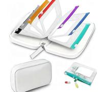 Juego de organizador de pastillas impermeable con 7/14 bolsas de pastillas de colores, organizador semanal grande de medicamentos de viaje, diseño de carpeta reutilizable portátil con cremallera