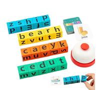 Juego De Ortografía - Bloques De Letras De Madera Con Tarjetas De Palabras, Juguete De Aprendizaje Educativo | Conjunto De Desarrollo De Lenguaje Interactivo, Promueve La Lectura Y Las Habilidades