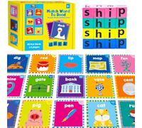 Juego de Ortografía de Palabras, 80 Primeras Palabras con Bloques de Rompecabezas de Madera Alfabeto, Palabras CVC, Palabras Vista, Aprendizaje de Coincidencia de Letras, Juego Montessori