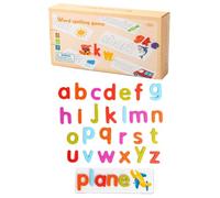 Juego de ortografía del alfabeto, juego de ortografía de palabras de madera | Juego de combinación ortográfica con letras 'alfabeto,Juego de reconocimiento y letras y palabras para la guardería