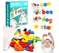 Juego De Ortografía del Alfabeto, Tarjetas Flash para niños pequeños, Alfabeto Montessori Tarjetas, Juguetes de Rompecabezas Alfabeto de Madera, Regalo Niño Niña 3+ Años