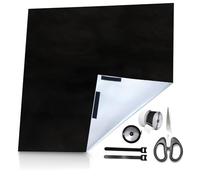 Juego de oscurecimiento para ventanas sin taladrar, 3 m x 1,45 m, 100 % opaco, con y bridas, tijeras, cinta métrica, cinta métrica negra, lámina oscurecimiento para ventana de tejado portátil