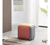 Juego de otomanas 5 en 1 apilables, banco cuadrado de cuero con ruedas para sala de estar y comedor, muebles multifuncionales (45 x 45 x 45 cm)