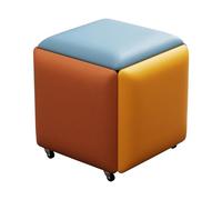 Juego de otomanas apilables 5 en 1, cubos coloridos de piel sintética con ruedas, taburetes versátiles para sala de estar, dormitorio, comedor, otomana cuadrada de 17.7 pulgadas (juego de 5)