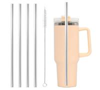 Juego de pajitas de metal de 5 piezas, pajitas de acero inoxidable de 30 cm de largo, 4 pajitas rectas con cepillo de limpieza, pajitas respetuosas con el medio ambiente, reutilizables para bebidas