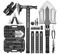 Juego de pala de supervivencia al aire libre con equipo de camping de acero de alto carbono para hombres al aire libre, senderismo, mochileros, emergencia