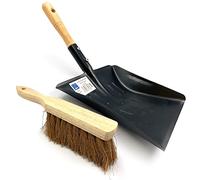 Juego de pala y cepillo de carbón de metal fuerte, pala de 9 pulgadas con cepillo suave, recogedor grande de jardín para carbón y cenizas