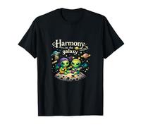 Juego de Palabras con Guitarra Harmony in The Galaxy Cute UFO Alien Camiseta