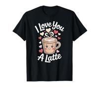 Juego de Palabras de café Kawaii con Texto I Love You a Latte para el día de Camiseta