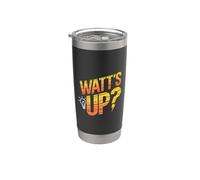 Juego de palabras de energía eléctrica - Watt's Up - Profesor de electricidad Vaso térmico de acero inoxidable de doble pared