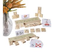 Juego De Palabras: Juego De Ortografía del Alfabeto De Madera De 11,81x3,54 Pulgadas con , Juegoo De Aprendizaje Interactivo, 15 Tarjetas Didácticas, Juguete Educativo para Niños,