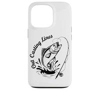 Juego de palabras retro con forma de pescador: Cool Out Casting Lines Bass Fisherman Carcasa para iPhone 13 Pro