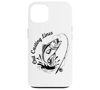 Juego de palabras retro con forma de pescador: Cool Out Casting Lines Bass Fisherman Carcasa para iPhone 13