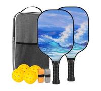 Juego de Palas de Pickleball - Pala Ligera de Pelota, Pala Profesional de Fibra de Vidrio, Accesorios Ergonómicos de Deportes | Equipo de Ejercicio Interior Exterior para Hombres, Mujeres, Niños, Hoga