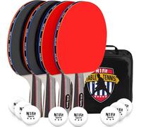 Juego de palas de ping pong - 4 jugadores para interior/exterior Kit de pala de tenis de mesa con funda de transporte y 8 pelotas de tenis de mesa de ABS profesional - giro avanzado, velocidad y control profesional palas de ping pong con funda