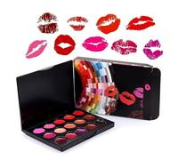 Juego de paletadelápiz labial - 4.13 * 3.19 * 0.47 pulgadas Brillo de labios impermeable paletadelápiz labial Maquillaje 15 colores, 50 g - paletademaquillaje de labios altamente pigmentada, pal