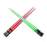 Juego de palillos de sable de luz iluminados, 2 pares, rojo y verde