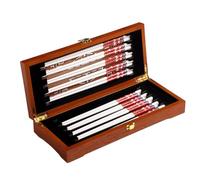 juego de palillos, Juego de 10 pares palillos porcelana, caja regalo, patrón melocotón, reutilizable con estuche, apto for lavavajillas, color blanco(Red)