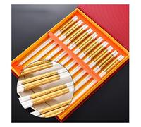 juego de palillos, Patrón dorado de lujo, resistencia a altas temperaturas, ligero, fácil usar y limpiar, estilo chino, 9,8 pulgadas U- 10 pares(T,10 pairs)