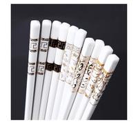 juego de palillos, Premium 5 pares, reutilizables aptos for lavavajillas, ideal for sushi, ramen, arroz, fideos y más, 9,6 pulgadas, blanco W(E)