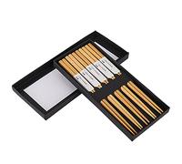 Juego de palillos reutilizables ecológicos portátiles, palillos de madera duraderos para uso en restaurantes en casa, 23 cm, 5 pares con caja de almacenamiento (una caja)