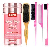 Juego de palitos de cera para cabello, cepillo de cerdas de jabalí y peinados, control largo, frisottis y cola de caballo, peines para crepar y peinar los moños