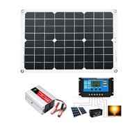 Juego de paneles solares - Generador solar de 300 W con salidas de CA de 220 V,Para RV fuera de la red con batería e inversor, controlador de carga de 30 A, inversor solar.