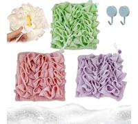 Juego de paño de lufa, 2 en 1 con bolsa de cordón, esponja de lufa lavable para jabón de barra, esponja de baño exfoliante suave, limpieza y piel suave (3 piezas-C)