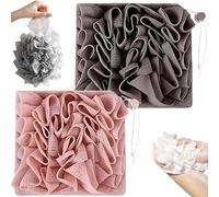 Juego de paño de lufa, 2 en 1, con cordón, lavable, para barra de jabón, bolsa de baño de malla exfoliante suave (2 unidades-B)