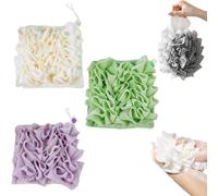 Juego de paño de lufa, 2 en 1 con cordón, lavable para jabón de barra, bolsa de baño de malla exfoliante suave (3 piezas-A)