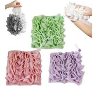 Juego de paños de lufa, 2 en 1, con cordón, lavable para jabón de barra, bolsa de baño de malla exfoliante suave (3 piezas-C)