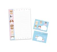 Juego de papel de carta con sobre para niños, niñas, animales, perros, cachorros (bloc A4 con 25 hojas + 15 sobres)