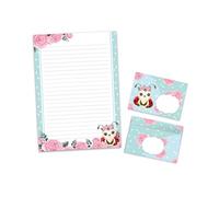 Juego de papel de carta con sobre para niños, niñas, mariquitas, color rojo y azul (bloc A4 con 25 hojas + 15 sobres)
