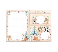 Juego de Papel de Carta para Niños, Bloc de Notas Con Sobre (A5 Con 25 Hojas + 15 Sobres)