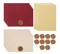 Juego de papel de carta vintage con sobre, juego de 10 sobres de papel de estraza y 20 hojas de papel de carta A5 vintage, 10 pegatinas de sello de cera, juego de papel de escritura para cumpleaños