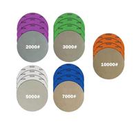 Juego de papel de lija Water Grit 2000/3000/5000/7000/10000 con almohadilla de 12,5 cm, para lijado en seco y húmedo, para lijadora orbital y pulidora, para lijar y pulir superficies