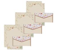 Juego de papel de papelería de flores que incluye 10 cartas de papel (hojas rayadas), 10 sobres a juego para escribir cartas, papelería con marco verde