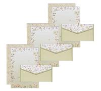 Juego de papel de papelería de flores que incluye 10 cartas de papel (hojas rayadas), 10 sobres a juego para escribir cartas, papelería con marco verde