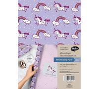 Juego de papel de regalo para niños: Einhorn: 4x Einzelbögen + 1x Postkarte