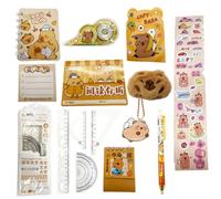 Juego de Papelería de Capy-bara, Suministros Escolares Ka-waii, para Escuela, Oficina, Regalos de Fiestas Temáticas, Regalo para Niños, Papelería y Regalos Capybra, Incluye Libro, Pegatinas