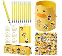 Juego de papelería de dibujos animados, juego de papelería para niños - Lindo papel de carta escolar con diseño de pato para niños, cuaderno completo de dibujos animados juego de papelería para niños