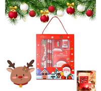 Juego de Papelería Escolar de Navidad,Stationery Christmas Pencils,Christmas Stationery Set for Kids,Kits de Papelería para Niños Regalo,Boxed Stationery Set(Rojo)
