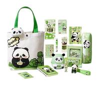 Juego de papelería | Estuche para lápices Panda con marcador magnético y broche - Bolsa de lona portátil para estudiantes, niños, organización de estudio