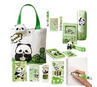 Juego de papelería genérico, kits Panda con llaveros y pegatinas | Bolsa de portátil Escuela Universidad Estudio Organización